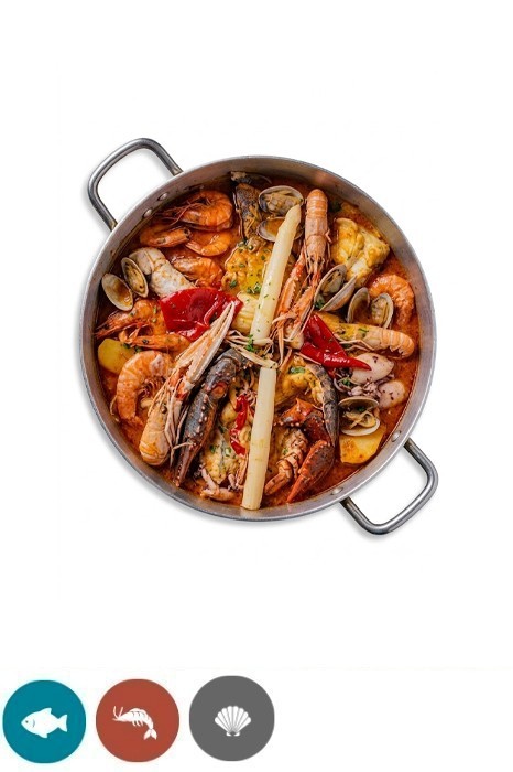 FISH AND SEAFOOD STEW WITH LOBSTER (MINIMUM 2 SERVINGS) (1 serving €69)