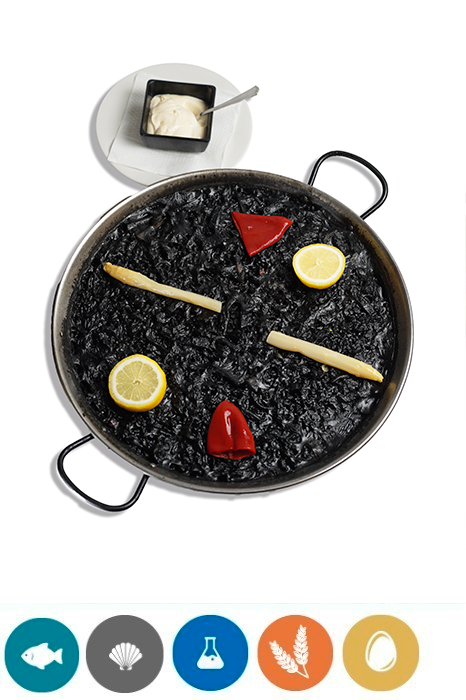 BLACK RICE WITH FRESH SQUID (MINIMUM 2 SERVINGS) (1 serving €25)